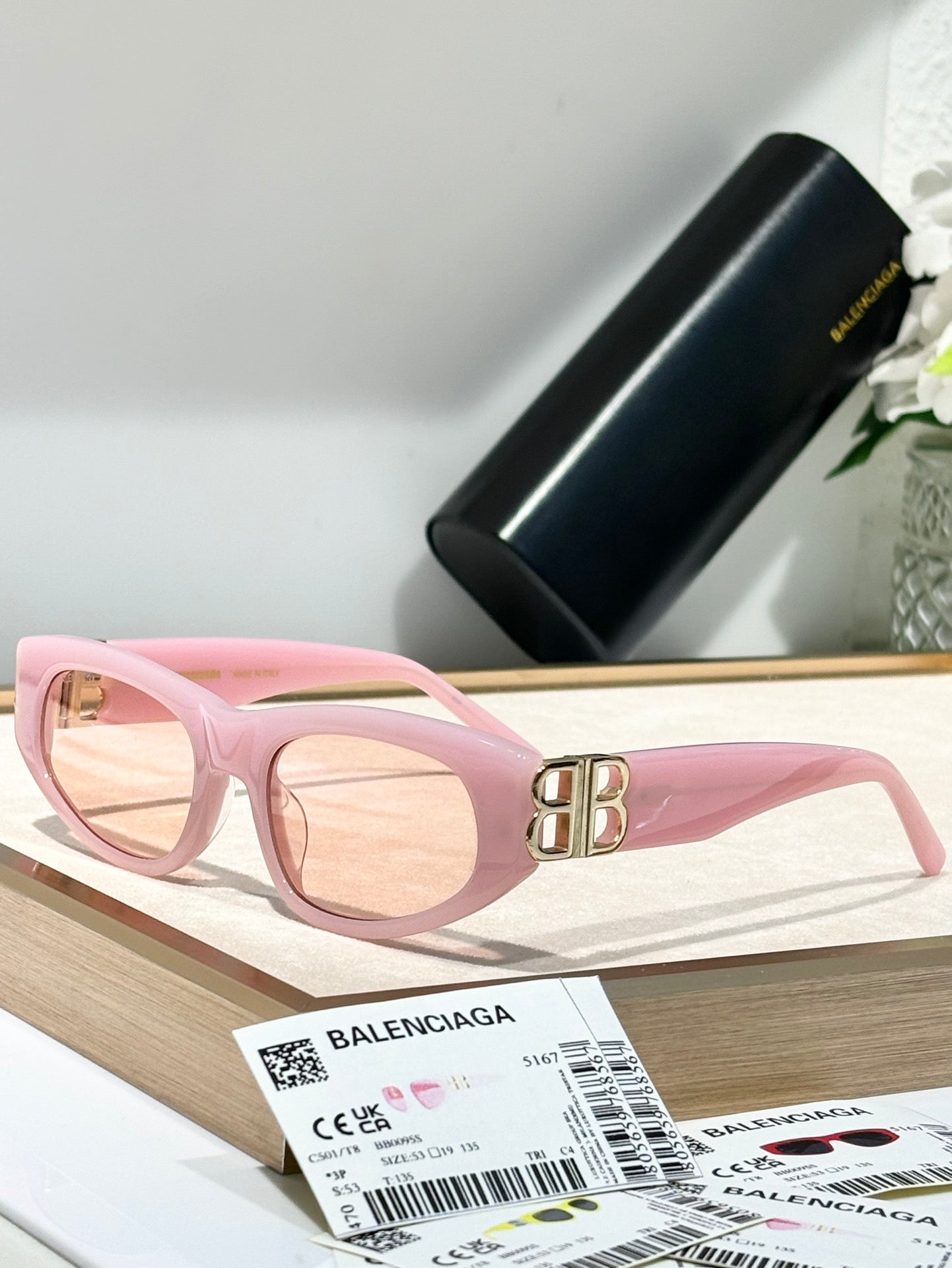 Balenciaga Sunglasses - Light Pink with Monogram