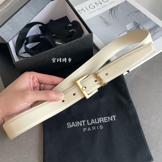 YSL Classic White Belt