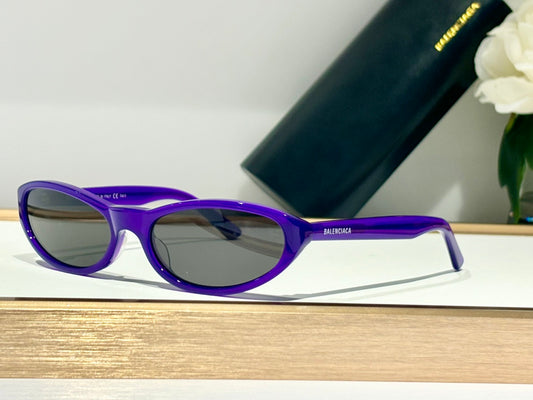 Balenciaga Retro Chic Neo Round Sunglasses - Purple