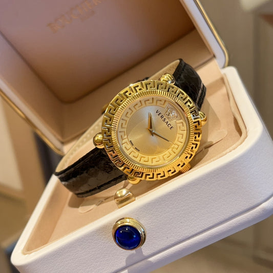 Versace Gold Watch with Black Straps