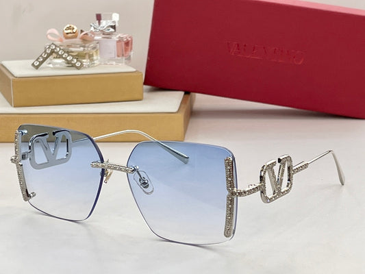 Valentino Ocean Blue Eyewear with Lavish Temple Tips and Bridge