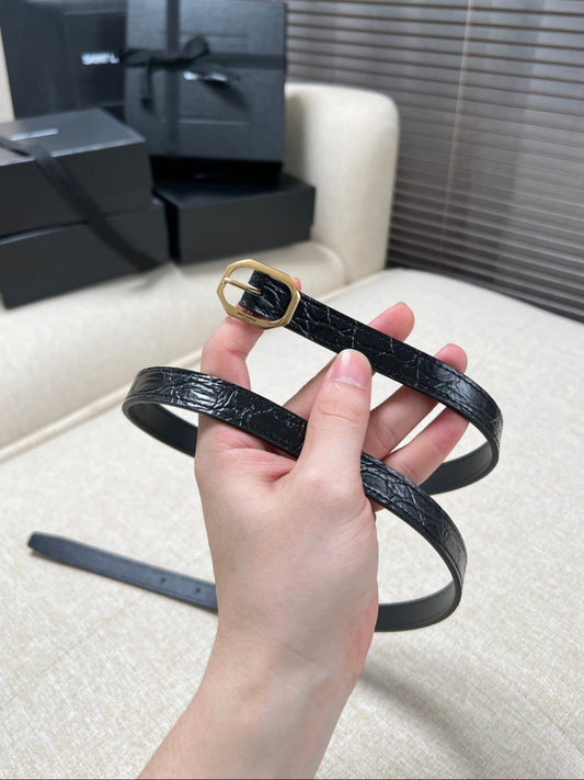 YSL Classic Black Leather Belt
