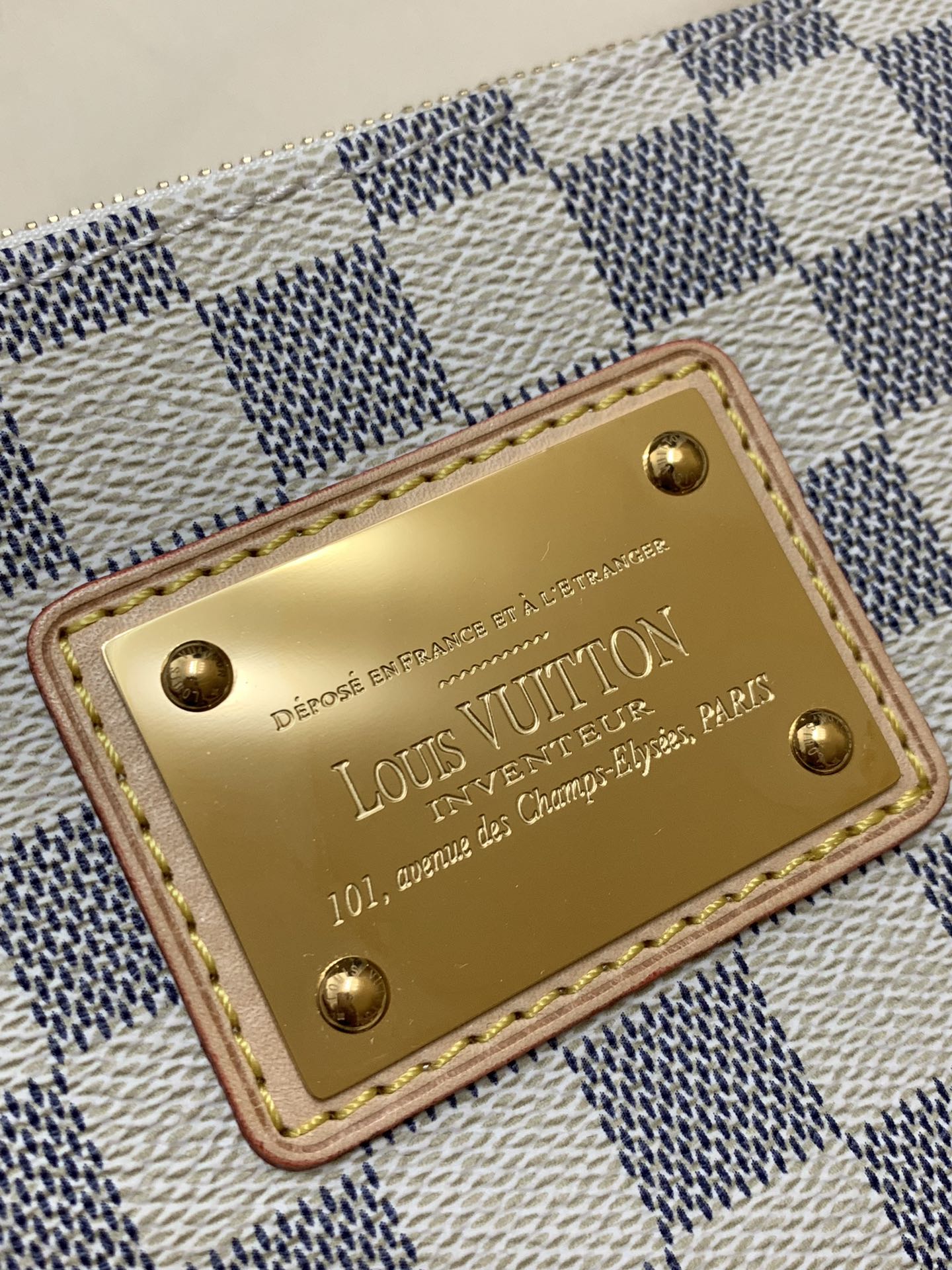 LV Blue Monogram Mini Shoulder Bag with Gold Plate – Compact and Chic